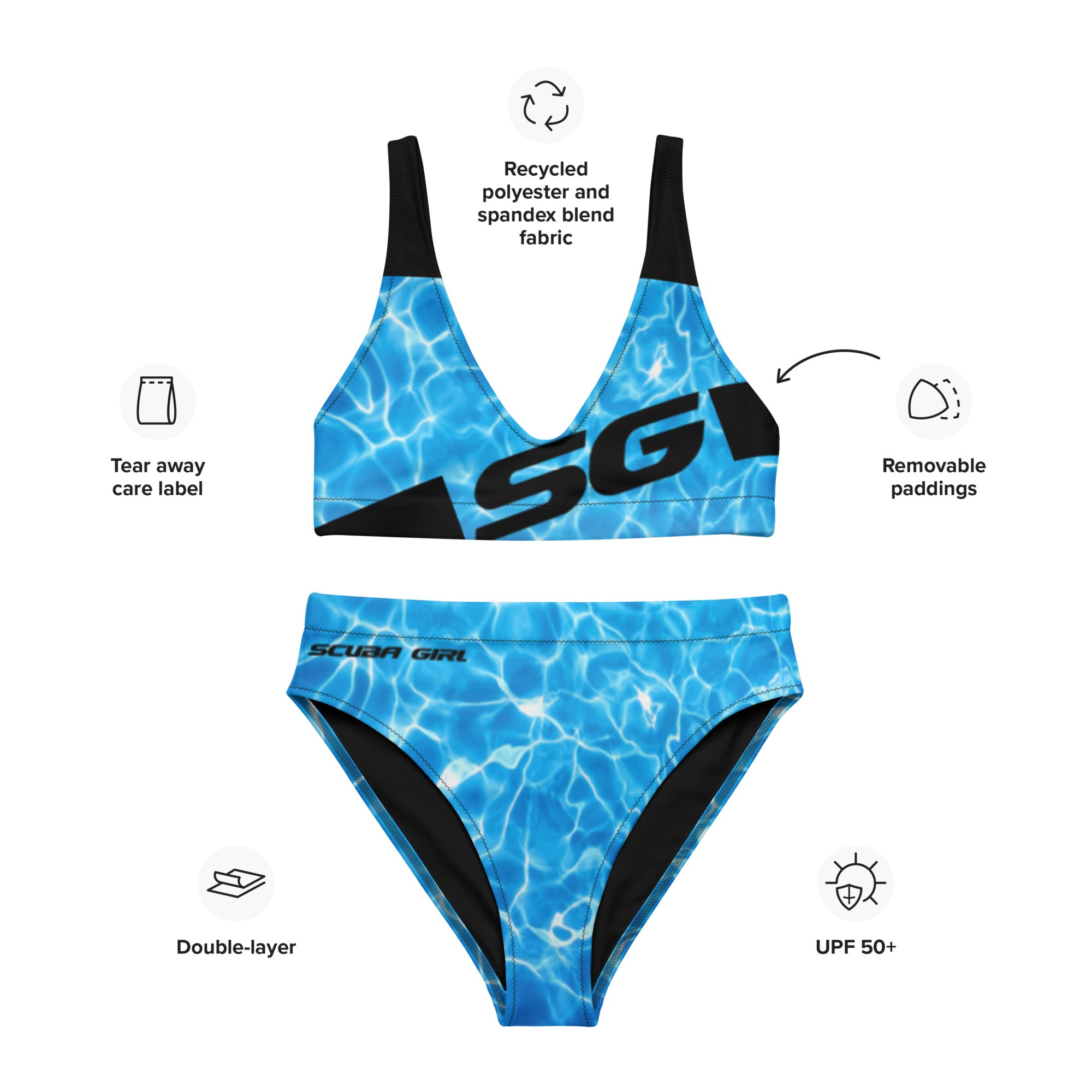 SG High-Waisted Bikini Swimsuit (Ocean Deep)