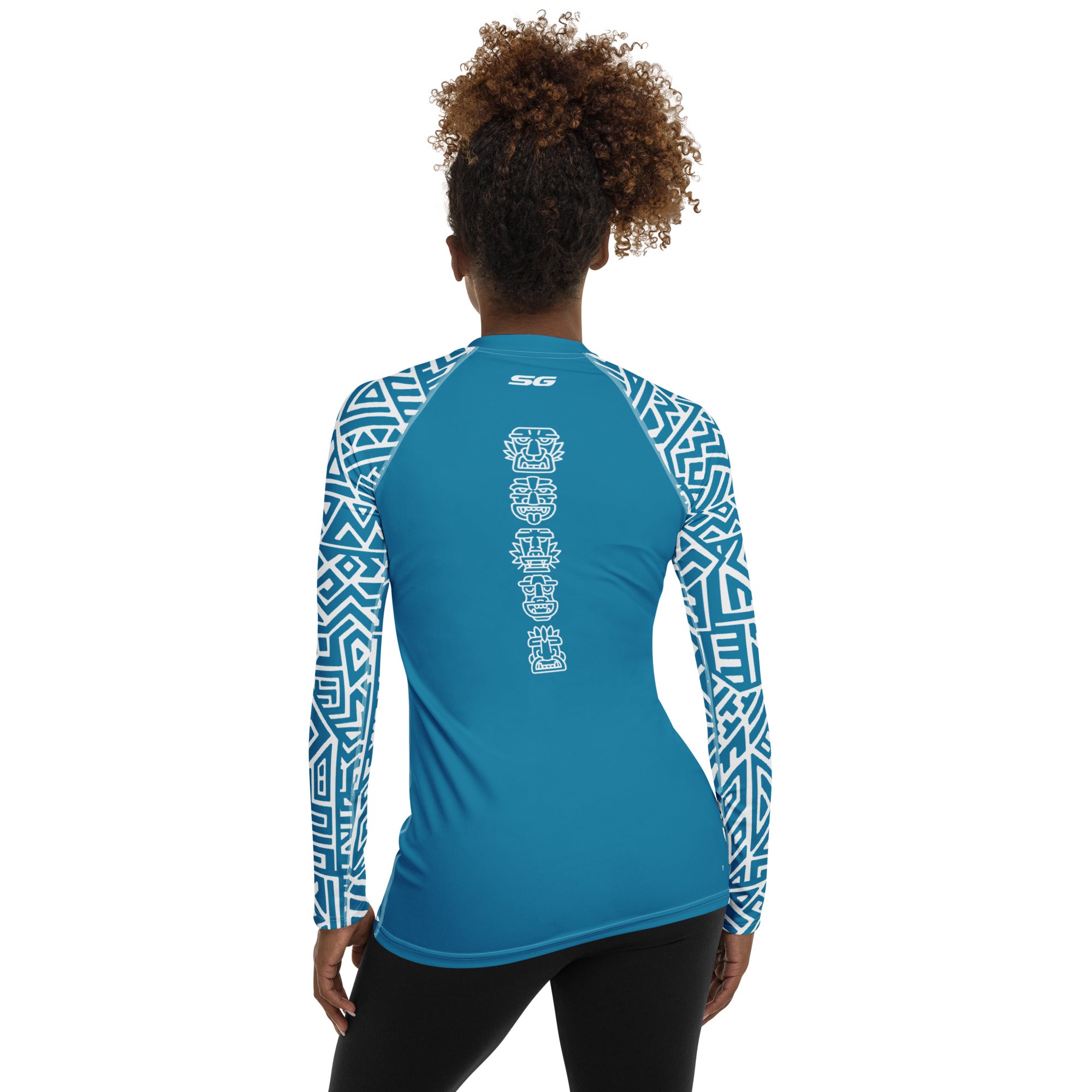 Women's SCUBA Rash Guard - Tiki (Teal)