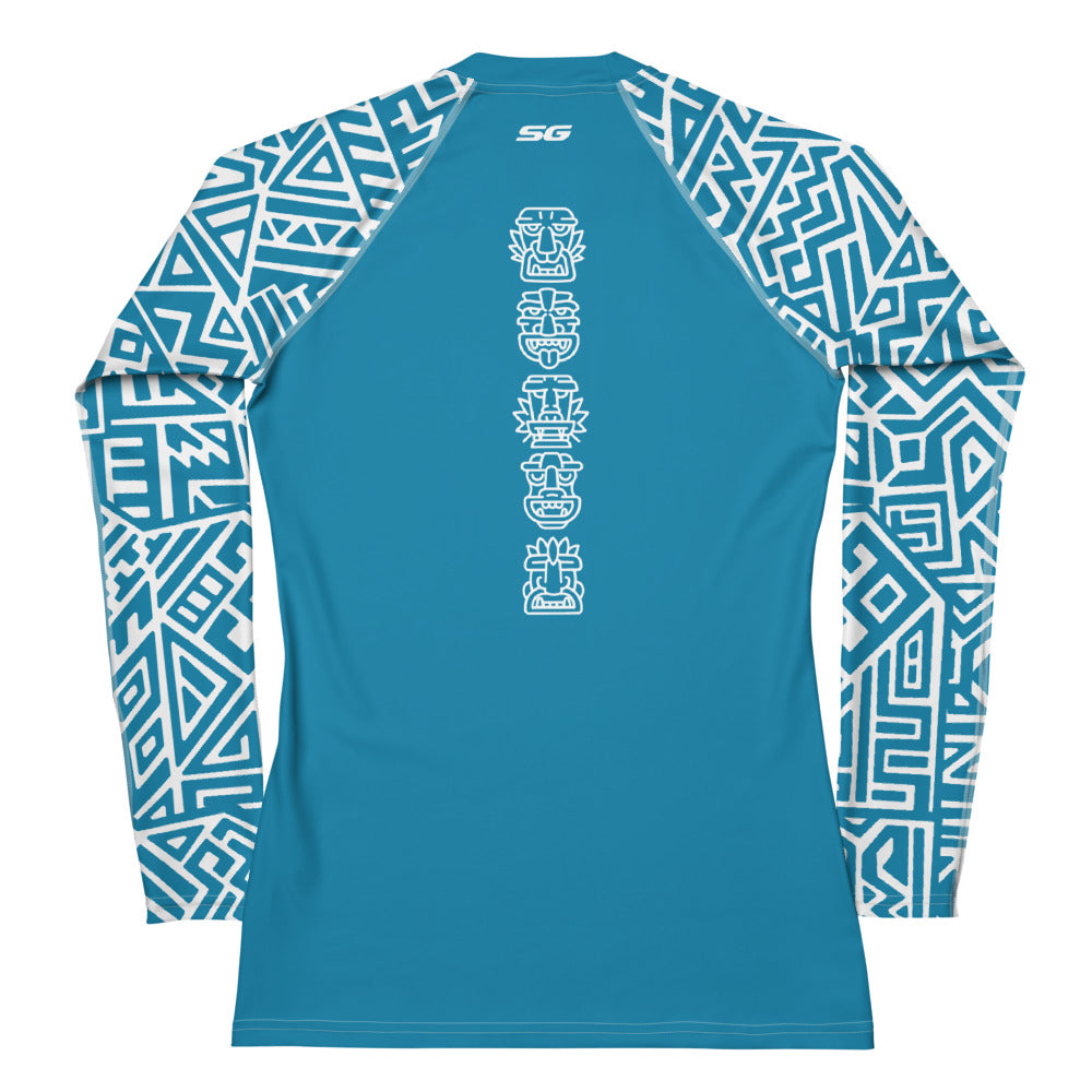 Women's SCUBA Rash Guard - Tiki (Teal)