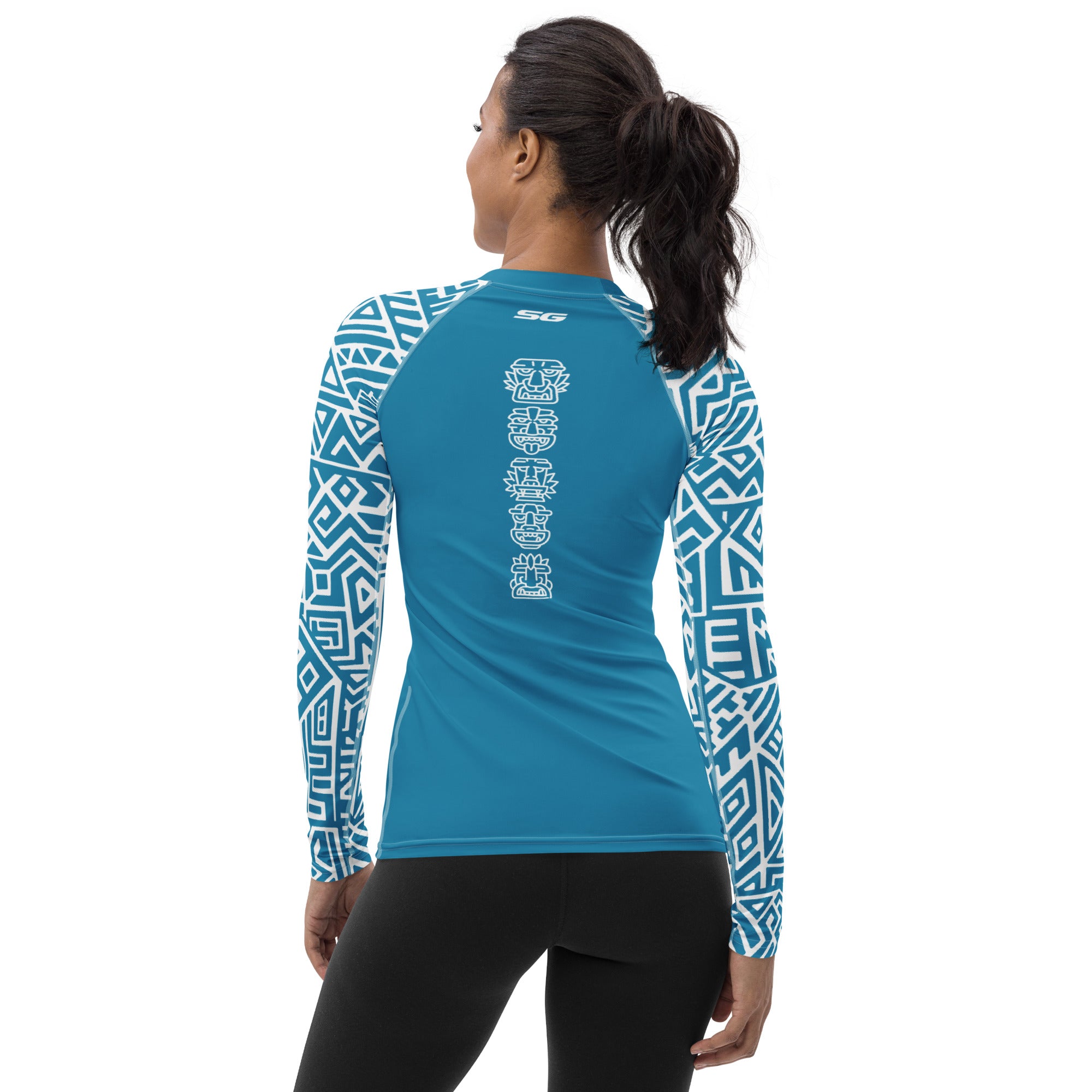 Women's SCUBA Rash Guard - Tiki (Teal)