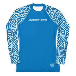 Women's SCUBA Rash Guard - Tiki (Blue)