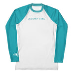 Load image into Gallery viewer, Women&#39;s SCUBA Rash Guard - Tribal Ray (Teal)
