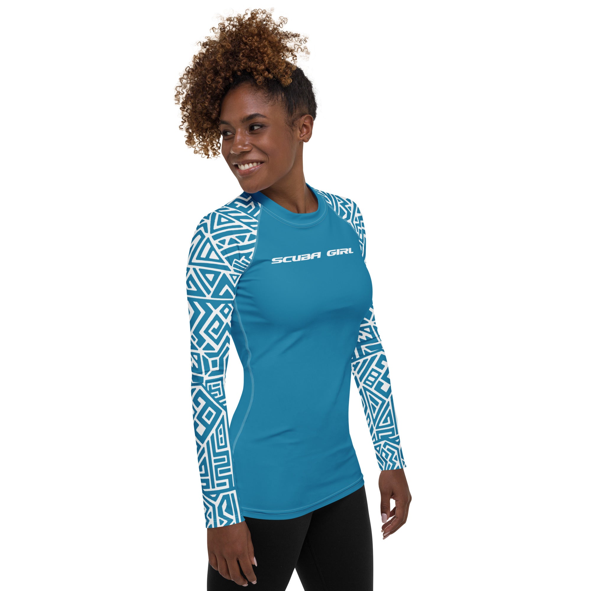 Women's SCUBA Rash Guard - Tiki (Teal)