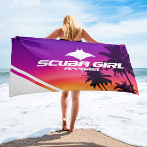 Scuba Girl Towel - Sunset Palms