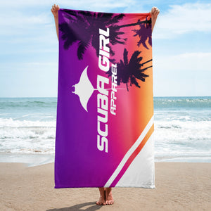 Scuba Girl Towel - Sunset Palms