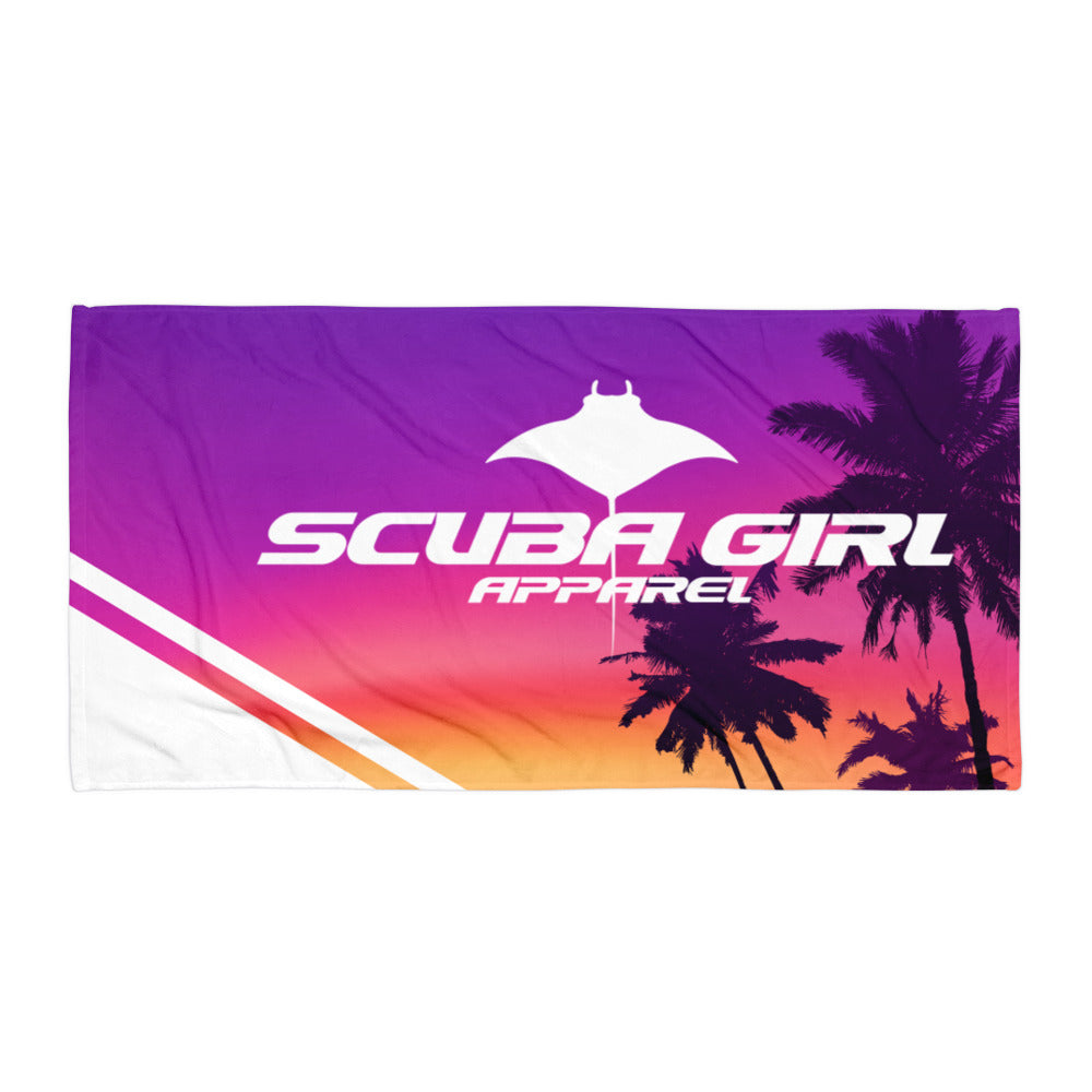 Scuba Girl Towel - Sunset Palms