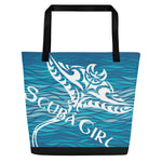 Load image into Gallery viewer, Scuba Tote Bag - Tribal Ray (Waves)
