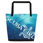 Load image into Gallery viewer, Scuba Tote Bag - Sea Turtle (Bubbles)
