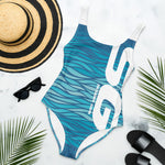 Load image into Gallery viewer, SG One-Piece Swimsuit (Teal Waves)
