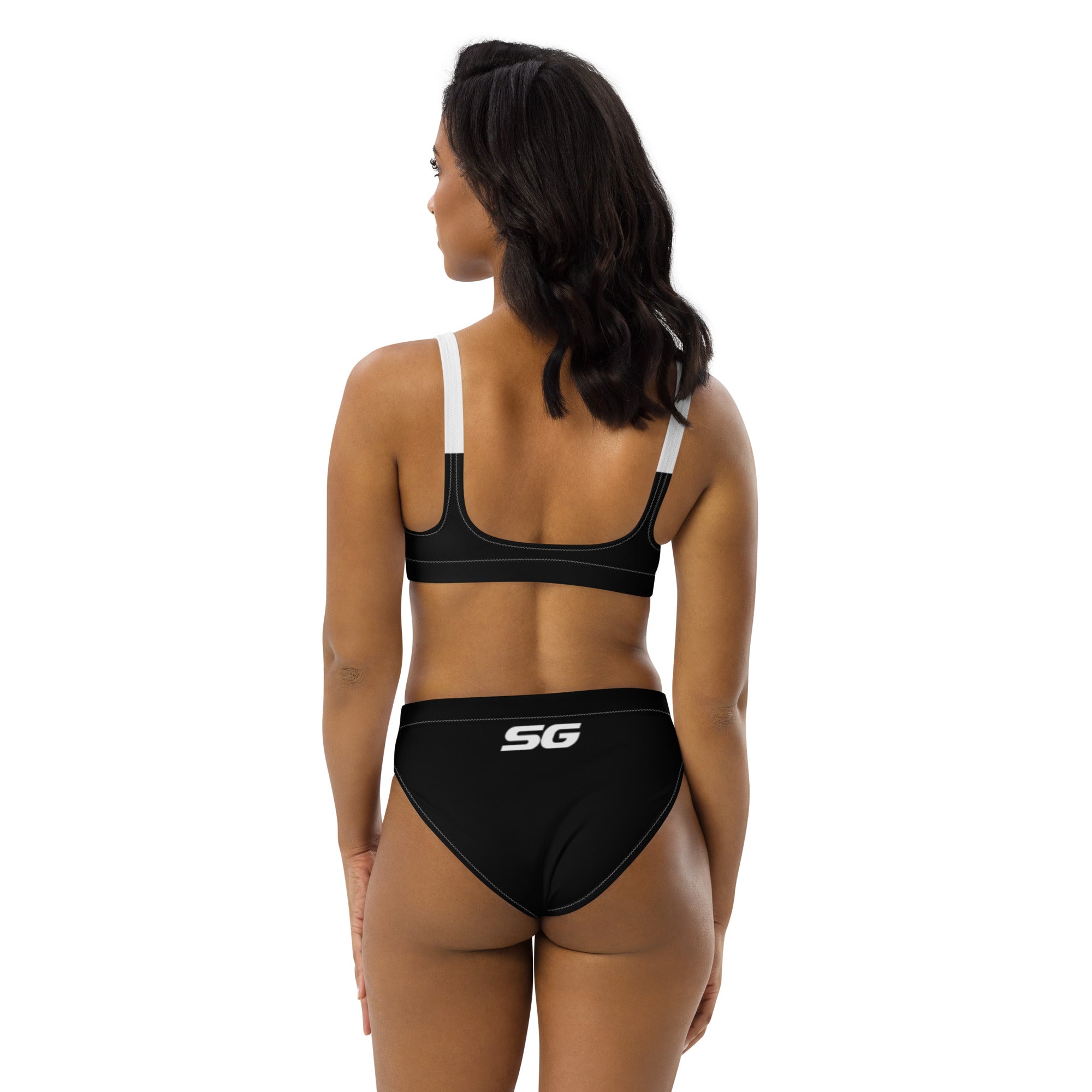 SG High-Waisted Bikini Swimsuit (Solid Blacki)