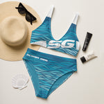 Load image into Gallery viewer, SG High-Waisted Bikini Swimsuit (Teal Waves)
