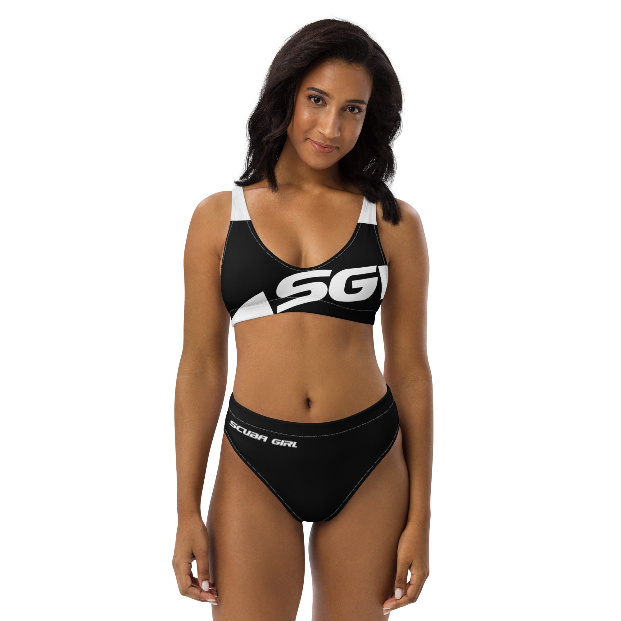 SG High-Waisted Bikini Swimsuit (Solid Blacki)