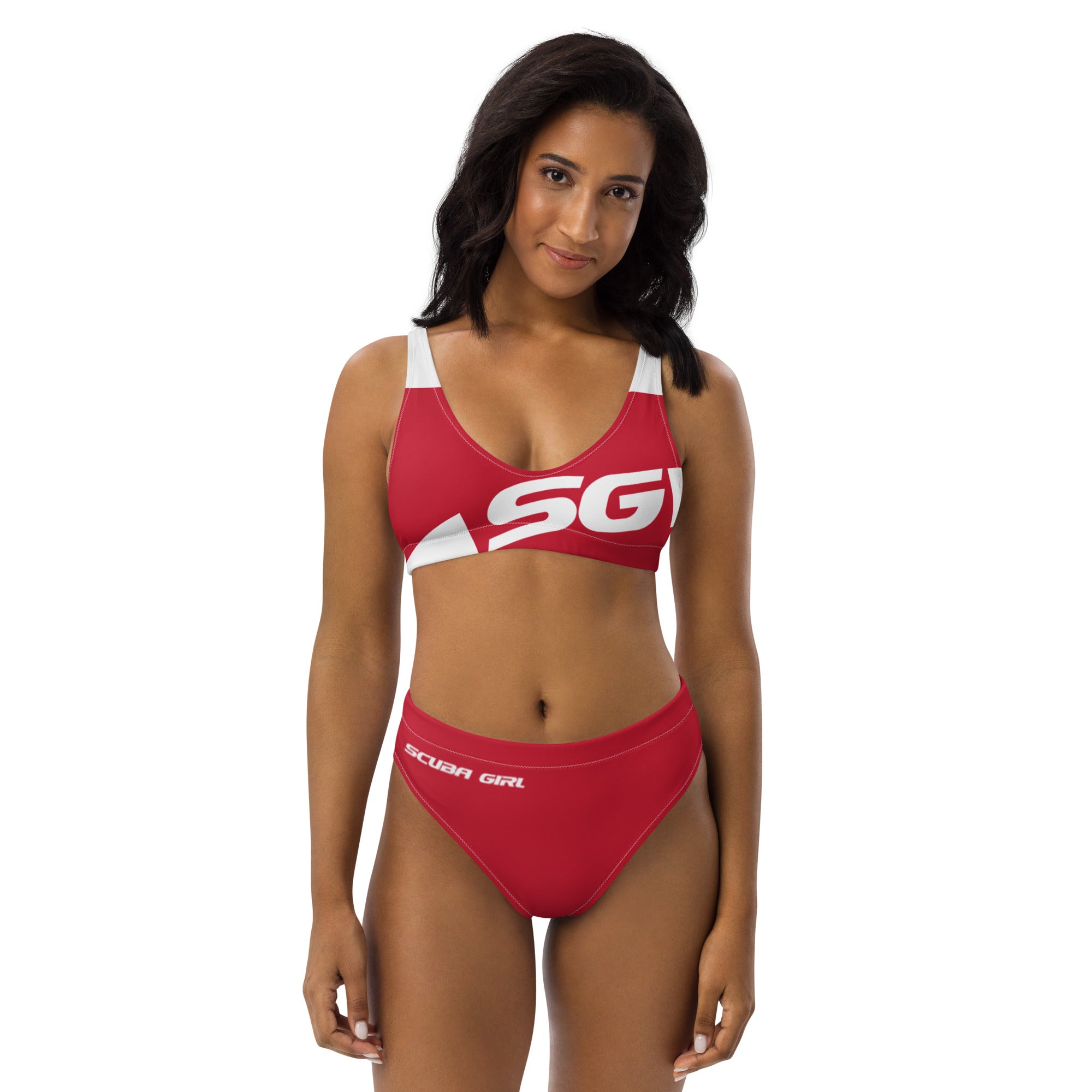 SG High-Waisted Bikini Swimsuit (Solid Red)