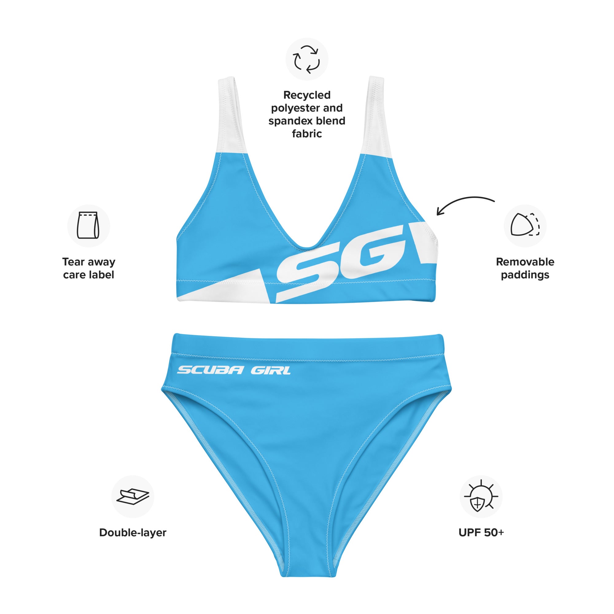 SG High-Waisted Bikini Swimsuit (Sky Blue)