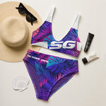 Load image into Gallery viewer, SG High-Waisted Bikini Swimsuit (Tropical Leaves)
