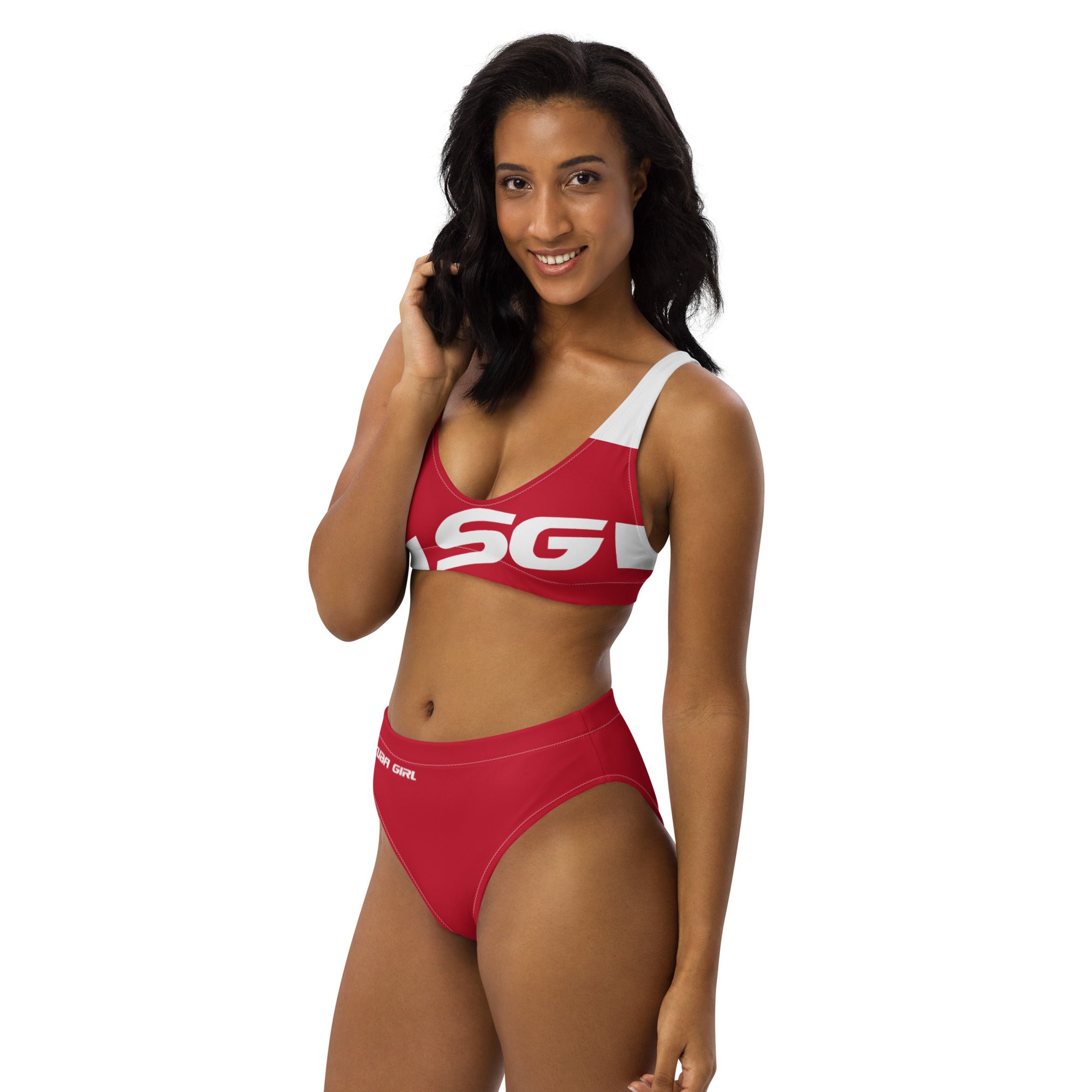 SG High-Waisted Bikini Swimsuit (Solid Red)