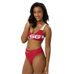 Load image into Gallery viewer, SG High-Waisted Bikini Swimsuit (Solid Red)
