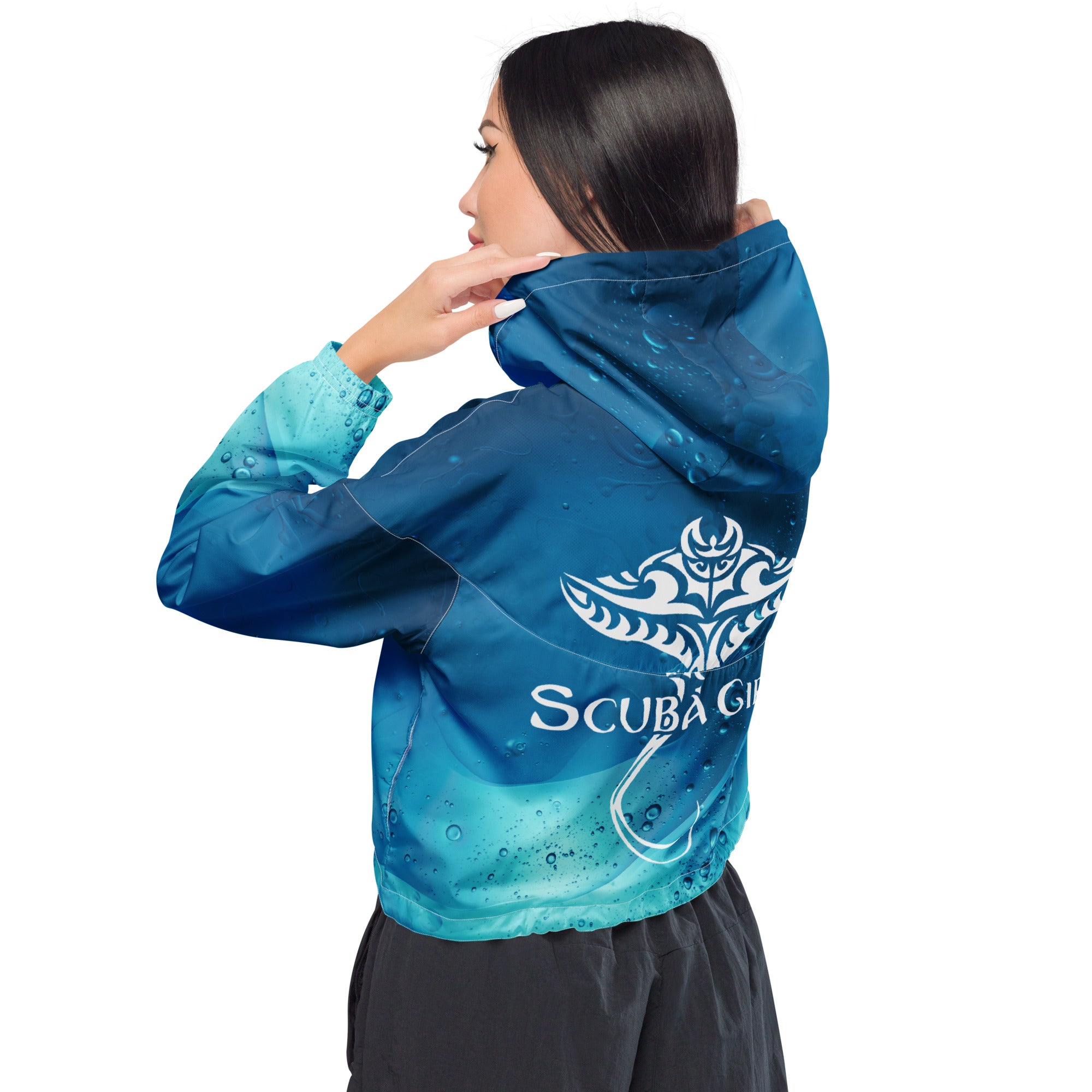 Scuba Cropped Windbreaker - Tribal Ray (Deep Ocean)