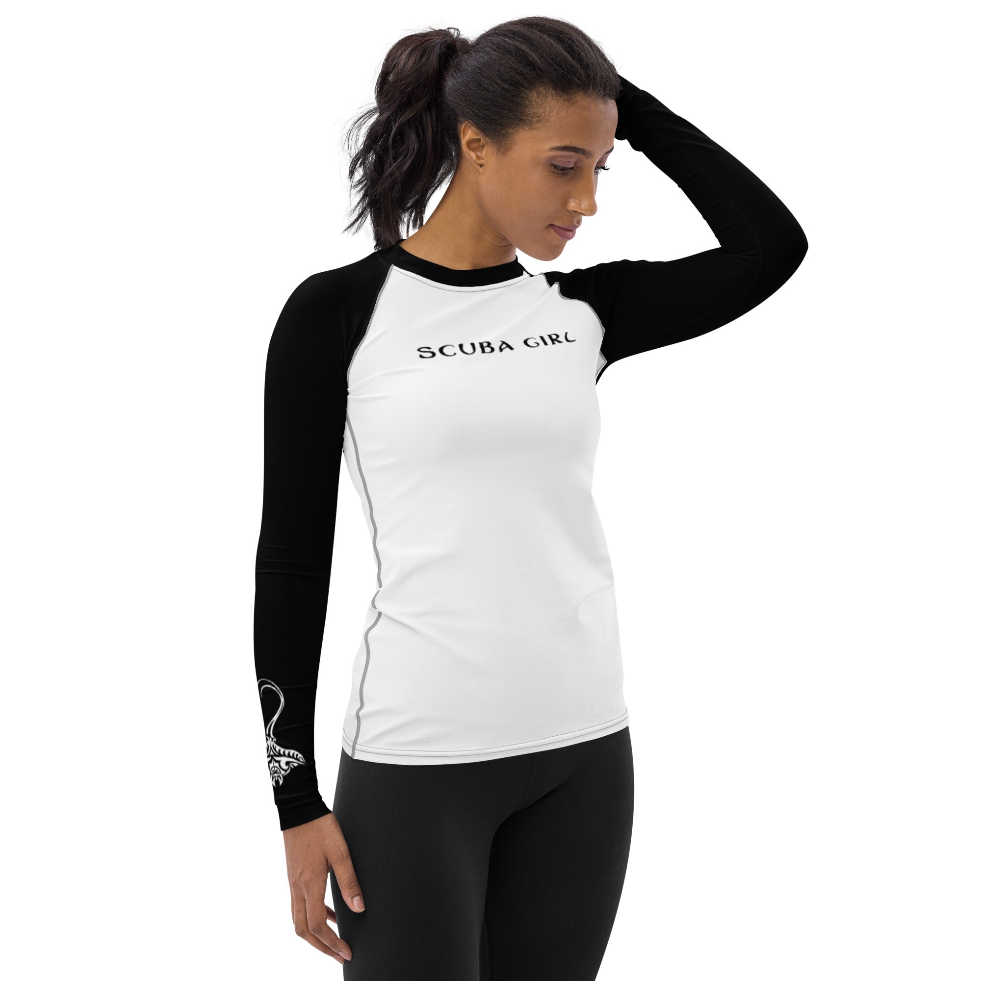 Women's Scuba Rash Guard - Tribal Ray (Black)