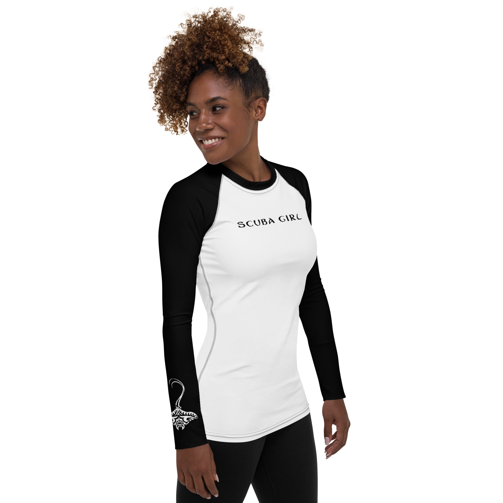 Women's Scuba Rash Guard - Tribal Ray (Black)