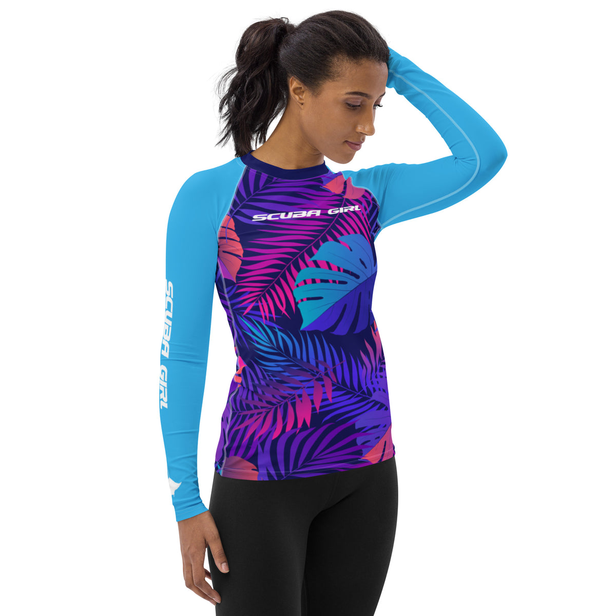 Women's Rash Guard - Turbo (Tropical Leaves) – Scuba Girl Apparel