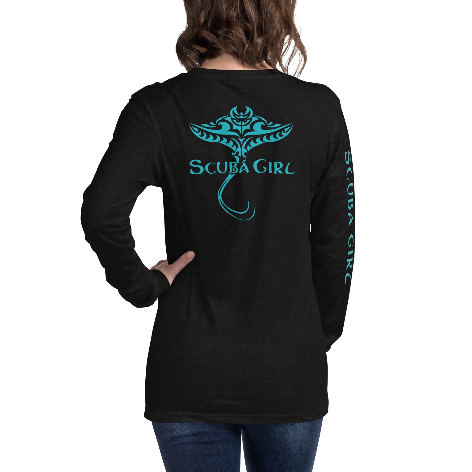 Manta-Ray Long Sleeve Tee (Turquoise Logo)