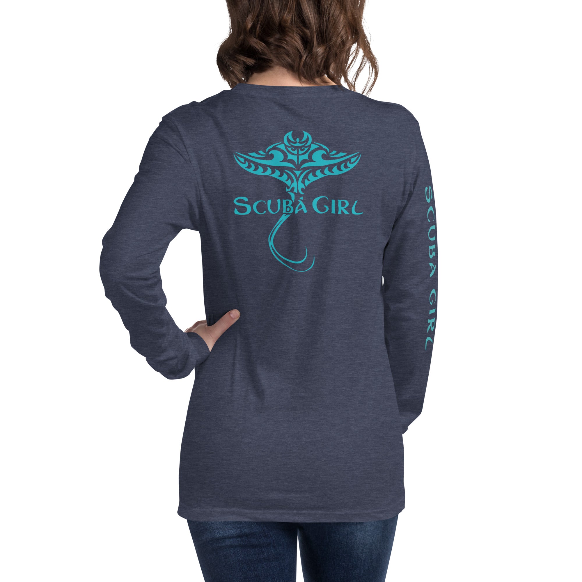 Manta-Ray Long Sleeve Tee (Turquoise Logo)